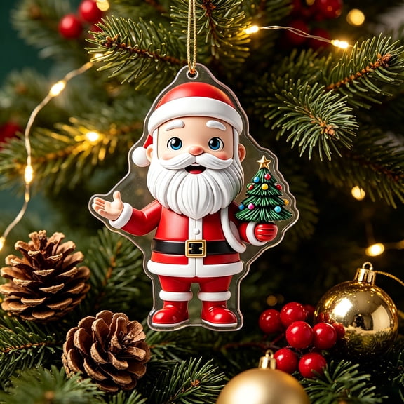 Bawilom Acrylic Christmas Hanging Ornaments 2D Flat Car Rearview Mirror Pendant Xmas Tree Backpack Home Wall Festive Decor