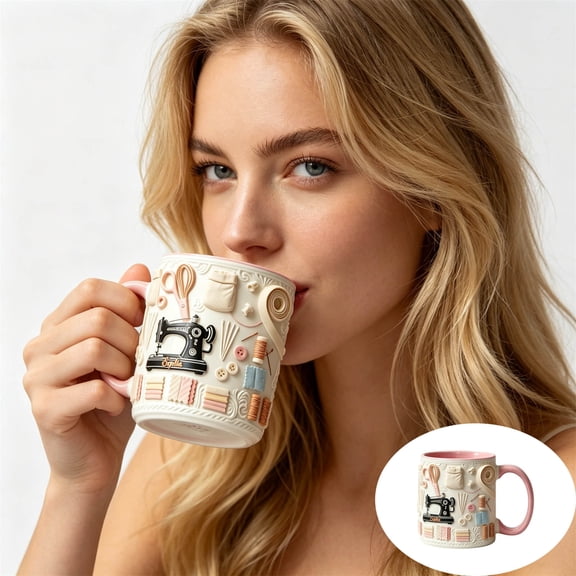 Bawilom Ceramic Coffee Mug Sewing Coffee Cups Holiday Drinking Cups For Female Sewing Lovers