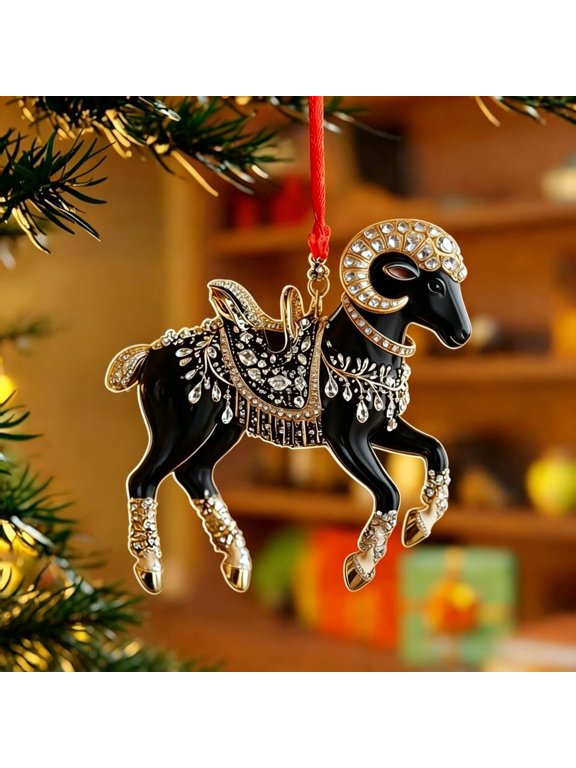 Christmas Tree Ornaments Exquisite Sheep Acrylic Flat Car Rearview Mirror Pendant Home Decoration Backpack Keychain Hanging Decoration Christmas Decorations