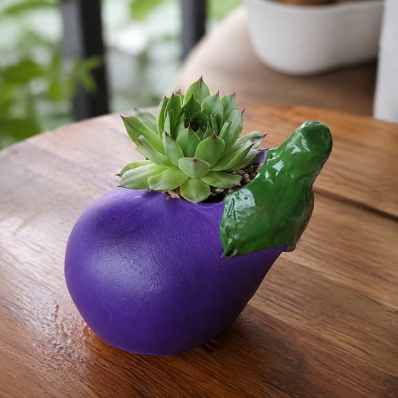 Bawilom Cute Vegetable Shaped Planter Pots Resin Cabbage Carrot Eggplant Strawberry Mini Pots Decorative Small Flower Pots For Home Tabletop Gar