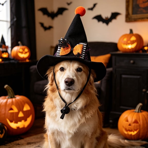 Bawilom Pet Halloween Mini Witch Hat Pointed Shape With Bow For Cats And Dogs