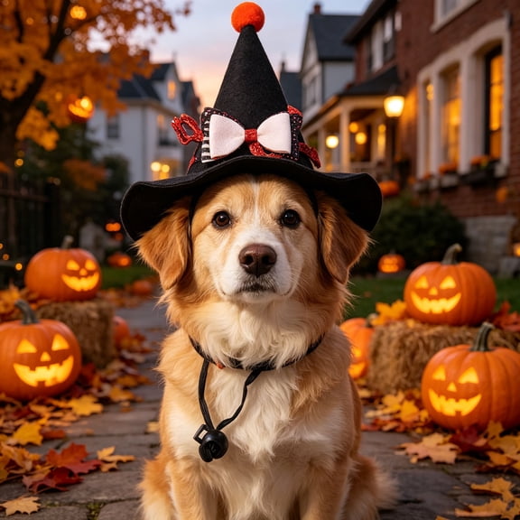 Bawilom Pet Halloween Mini Witch Hat Pointed Shape With Bow For Cats And Dogs