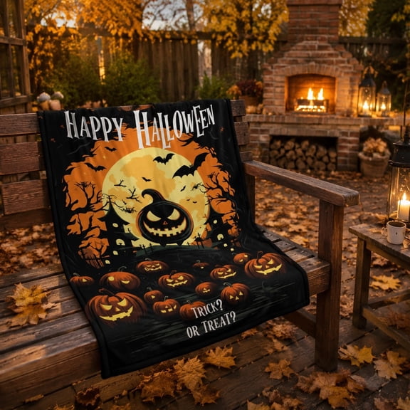 Bawilom Throw Blanket Spooky O House Full Flannel Blanket Soft Decorative Blanket For Sofa Couch Bed Halloween Home Decor Holiday Gift