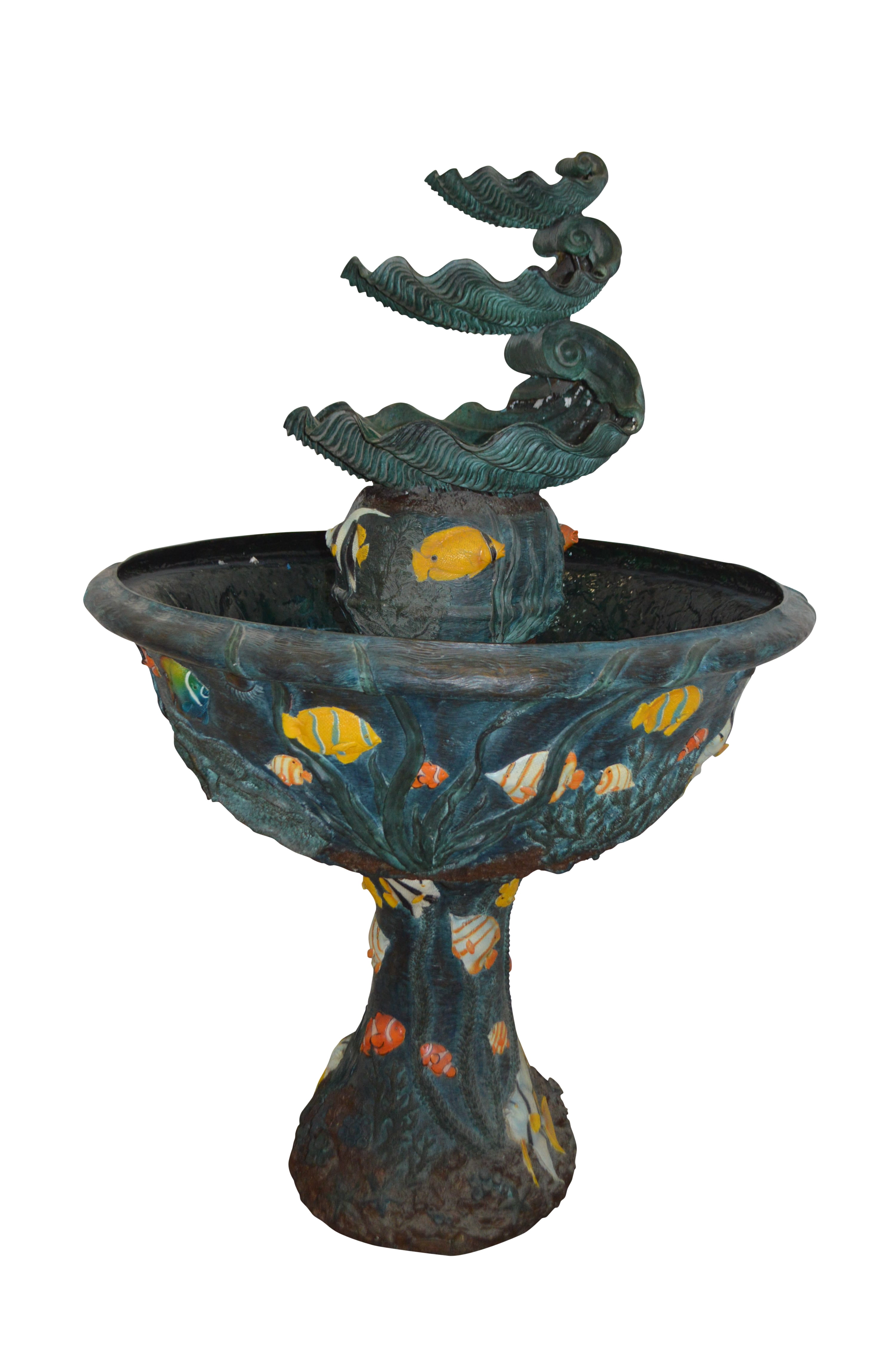 Nifao Three Tier Shell Bowl – Outdoor Bronze Fountain, Garden Water Feature, 43"L x 43"W x 63"H