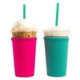 thumbnail image 1 of Baxendale and Co 2-Pack Medium (22-24oz) Reusable Neoprene Insulator Sleeve for Iced Coffee or Cold Beverage Cups (Pink & Turquoise), 1 of 8