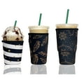 thumbnail image 1 of Baxendale and Co 3-Pack (16-32oz) Reusable Neoprene Insulator Sleeve for Iced Coffee or Cold Beverage Cups (Gold/Black Mix), 1 of 7