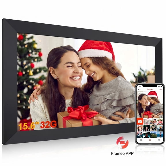 Baxlen 15.6" Digital Picture Frame, 32GB, Wifi, Frameo App, 1080P Ips Touch Screen, Black