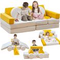 thumbnail image 1 of Baxluxe 13 Pcs Modular Kids Play Couch,Toddler Couch Kids Sofa,Child Sectional Sofa,Bedroom and Playroom Furniture for Toddlers,Convertible Foam and Floor Cushion for Boys and Girls,Yellow, 1 of 9