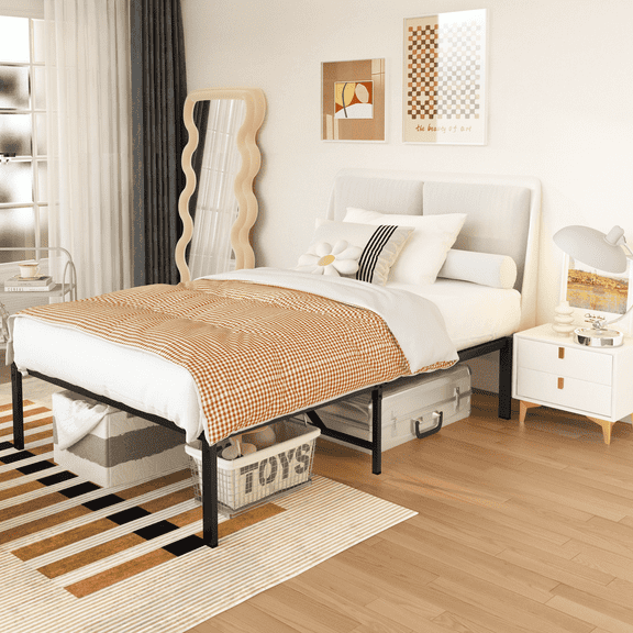 Baxluxe 15-inch oversized double bed frame, heavy-duty metal double platform bed frame, no spring mattress required, no noise, easy to assemble, black