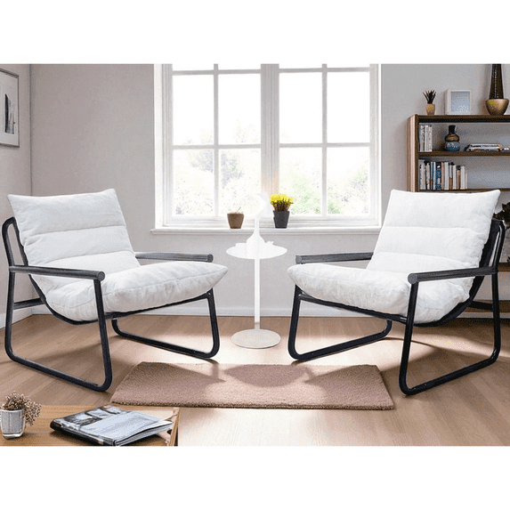 Baxluxe 2 Pieces Lounging Lazy Chair, Small Comfy Reading Chair, Reclining Camping Chair for Living Room, Bedroom, Dorm,Pool