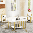 thumbnail image 1 of Baxluxe 3 Pieces Faux Marble Table Set, Modern Rectangle Coffee Table with 2 Side Table, Faux Marble Tabletop and Metal Frame, 3 Pieces Table Sets for Living Room, Apartment, White & Black, 1 of 8