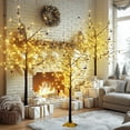 thumbnail image 1 of Baxluxe 3-Piece Lighted Birch Tree Set with LED Lights - 4FT+5FT+6FT Artificial Black Birch Trees for Christmas, Halloween, Weddings Indoor/Outdoor Decor, Warm Blossom Bulbs & Maple Leaves, Black, 1 of 10