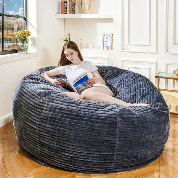 Baxluxe 60-Inch Adult Bean Bag Chair, Comfortable Oversized Chair with Memory Foam Filling, Ultra-Soft Lounge Bean Bag Sofa for Living Room or Bedroom