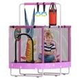 thumbnail image 1 of Baxluxe 60" Kids Trampoline 7-in-1, Elliptic Toddler Trampoline with Safety Enclosure Net, Height Adjustable Handrail & 500lbs Capacity, Mini Bouncer with Swing for Age 3-8, Purple Cloud, 1 of 6
