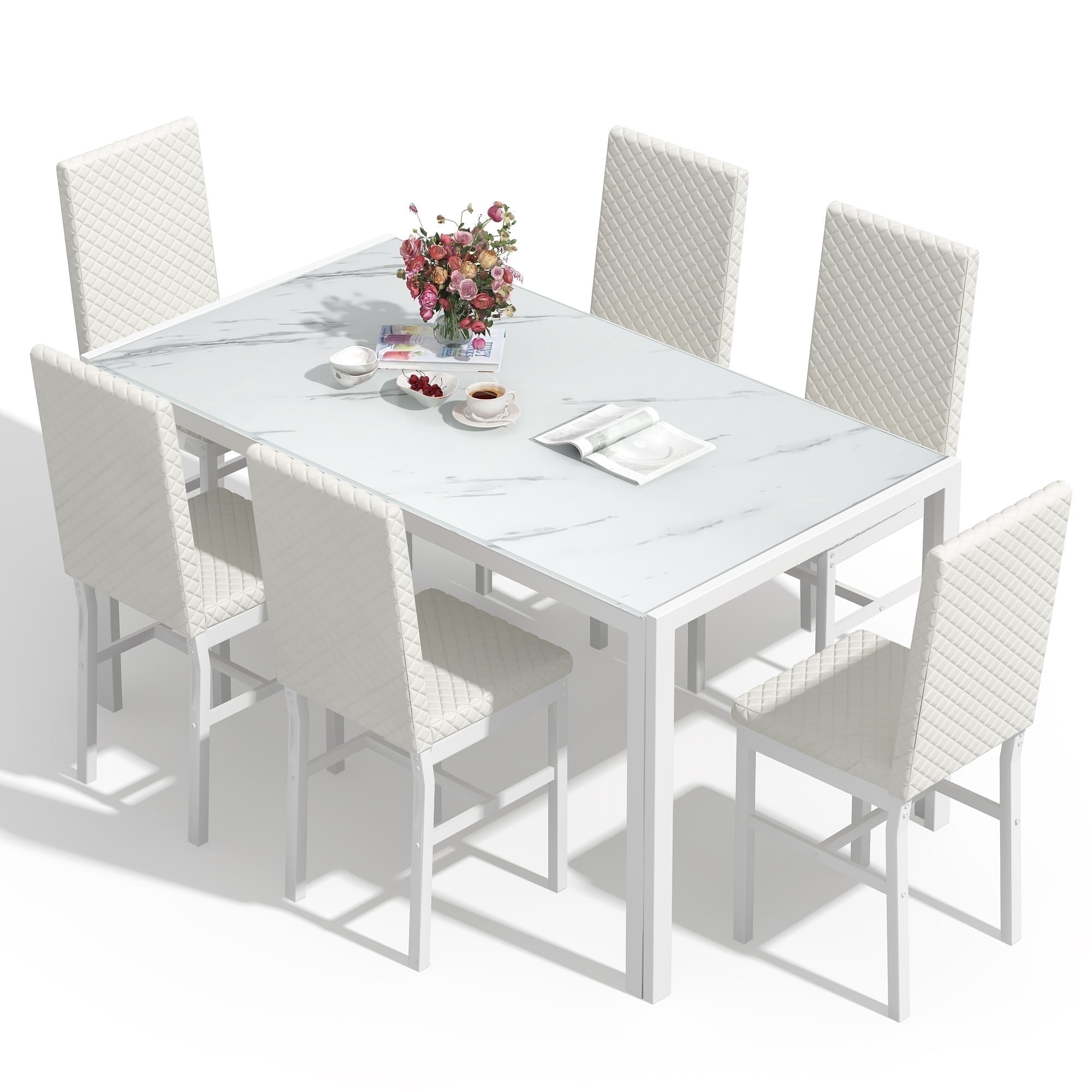 Baxluxe 7 Piece Dining Table Set , Modern Dining Room Table Set for 6 ...