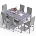 thumbnail image 1 of Baxluxe 7 Piece Kitchen Dining Set, Kitchen Table Set for 6, Marble Dining Table and 6 PU Leather Chairs for Small Kitchen, Apartment, Dining Room,Gray, 1 of 7