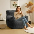 thumbnail image 1 of Baxluxe Bean Bag Chairs for Adults Kids Comfy Reading Chair Living Room Couch Home Sofa with Armrest Bean Bag Sofa with Filler Memory Foam Fluffy Lazy Sofa, 1 of 8