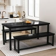 thumbnail image 1 of Baxluxe Dining Set, 47 Inch Rectangular Dining Set, 2-4 Person Dining Set with Bench for Apartment, Kitchen & Dining Room, Black, 1 of 6
