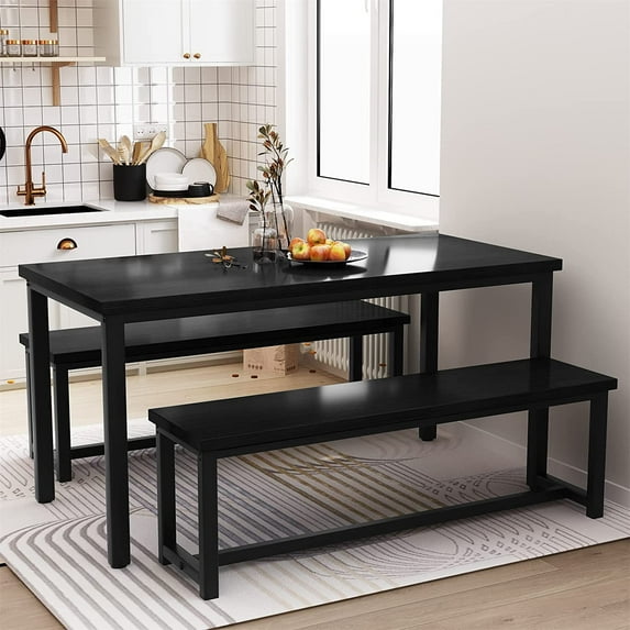 Baxluxe Dining Set, 47 Inch Rectangular Dining Set, 2-4 Person Dining Set with Bench for Apartment, Kitchen & Dining Room, Black