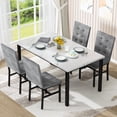 thumbnail image 1 of Baxluxe 4-Person Dining Table Set for 4, 5 Pieces Faux Marble Kitchen Table and Chairs Set, Rectangle Dining Table with 4 Tufted Velvet Dining Chairs, Modern Dinette Set for Breakfast Nook, Gray, 1 of 8