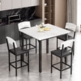 thumbnail image 1 of Baxluxe Dining Table Set for 4, Faux Marble Desktop Kitchen Table with 4 Upholstered Dining Chairs, Modern Dining Room Table Sets for Small Space, Apartment, White, 1 of 9
