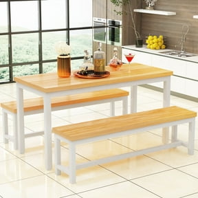 Baxluxe Dining Table Set, Rectangular Dining Table with Bench Set, Dining Table Set for 2-4 for Apartment, Kitchen and Dining Room, Beige