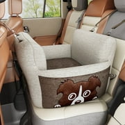 Baxluxe Pet Booster Seat for Car, Secure Travel Carrier Dog Car Seat with Safe Buckle, Portable Dog Bed Carrier Bag with Foam Filling, Thickened Dog Car Seat for Puppy, 21"Lx21"Wx17"H, Beige