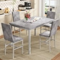 thumbnail image 1 of Baxluxe Marble Dining Table Set for 4, 47.2 Inch Rectangle Kitchen Table and Chairs Set, Faux Marble Dining Table with 4 Velvet Dining Chairs, 5 Pieces Dinette Set for Kitchen, Breakfast Nook, Gray, 1 of 8