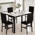 thumbnail image 1 of Baxluxe Marble Dining Table Set for 4, 47.2 Inch Rectangle Kitchen Table and Chairs Set, Faux Marble Dining Table with 4 Leather Dining Chairs, 5 Pieces Dinette Set for Breakfast Nook, White+Black, 1 of 7