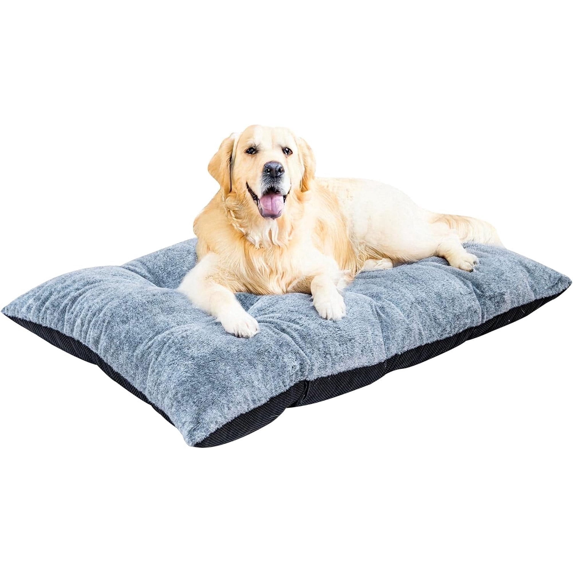 Baxluxe Pet bed, soft faux fur fabric dog pad, high-density foam, comfortable and soft, washable dog bed, suitable for medium to large dogs, 36.42"x25.79", gray (Large)