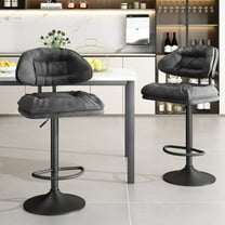 Baxluxe Swivel Bar Stools Set of 2, Faux Leather Counter Height Bar Chairs with Metal Base, Height Adjustable High Stool Bar Chairs Set, Modern Bar Height Chairs for Kitchen Isand, Pub, Gray
