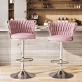 thumbnail image 1 of Baxluxe Velvet Bar Stools Set of 2, Adjustable Counter Height Bar Chairs with Footrest, Swivel High Stools Pub Style Chairs Set, Pub Stools Kitchen Island Chairs for Dining Room, Pub, Cafe, Pink, 1 of 11