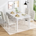 thumbnail image 1 of Baxluxe Marble Dining Table Set for 4, Faux Marble Kitchen Table and Chairs Set, Rectangle Dining Table with 4 Leather Dining Chairs, 5 Pieces Dinette Sets for Breakfast Nook, Apartment, White, 1 of 7