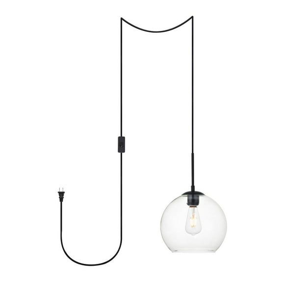 Baxter 1 Light Black plug-in pendant With Clear Glass