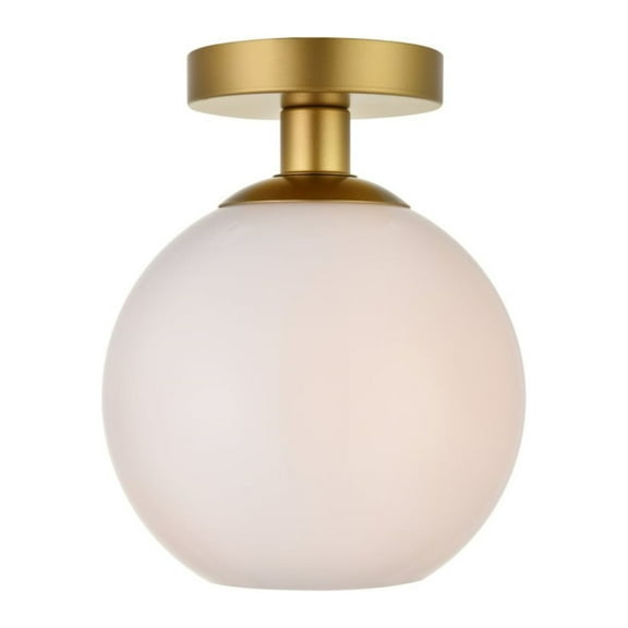 Baxter 1 Light Brass Flush Mount With Frosted White Glass