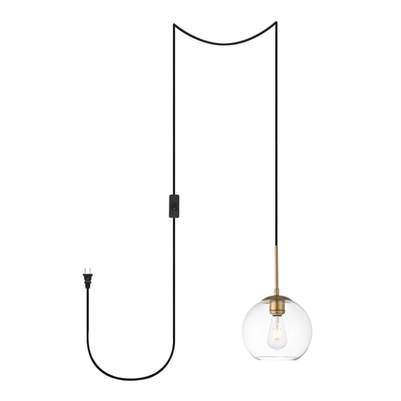 Baxter 1 Light brass plug-in pendant With Clear Glass