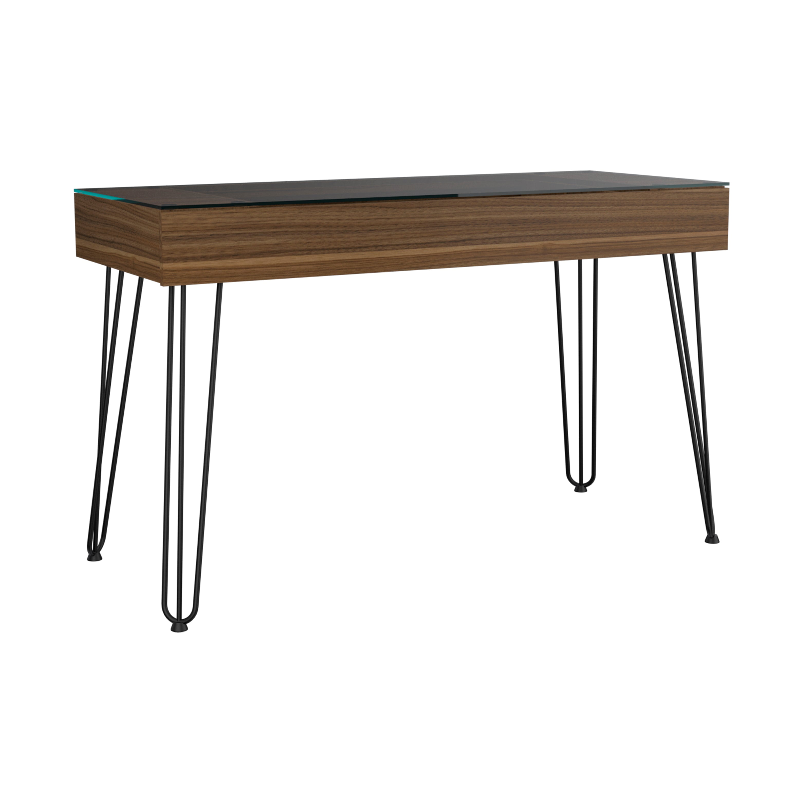 Baxter 120 Mahogany Glass Top Desk with Spacious Drawer