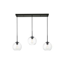 Baxter 3 Lights Black Pendant With Clear Glass