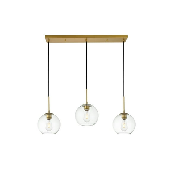 Baxter 3 Lights Brass Pendant With Clear Glass