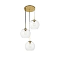thumbnail image 1 of Baxter 3 Lights Brass Pendant With Clear Glass, 1 of 3