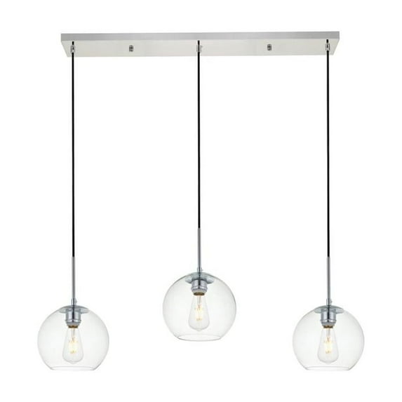 Baxter 3 Lights Chrome Pendant With Clear Glass