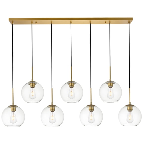Baxter 7 Lights Brass Pendant With Clear Glass