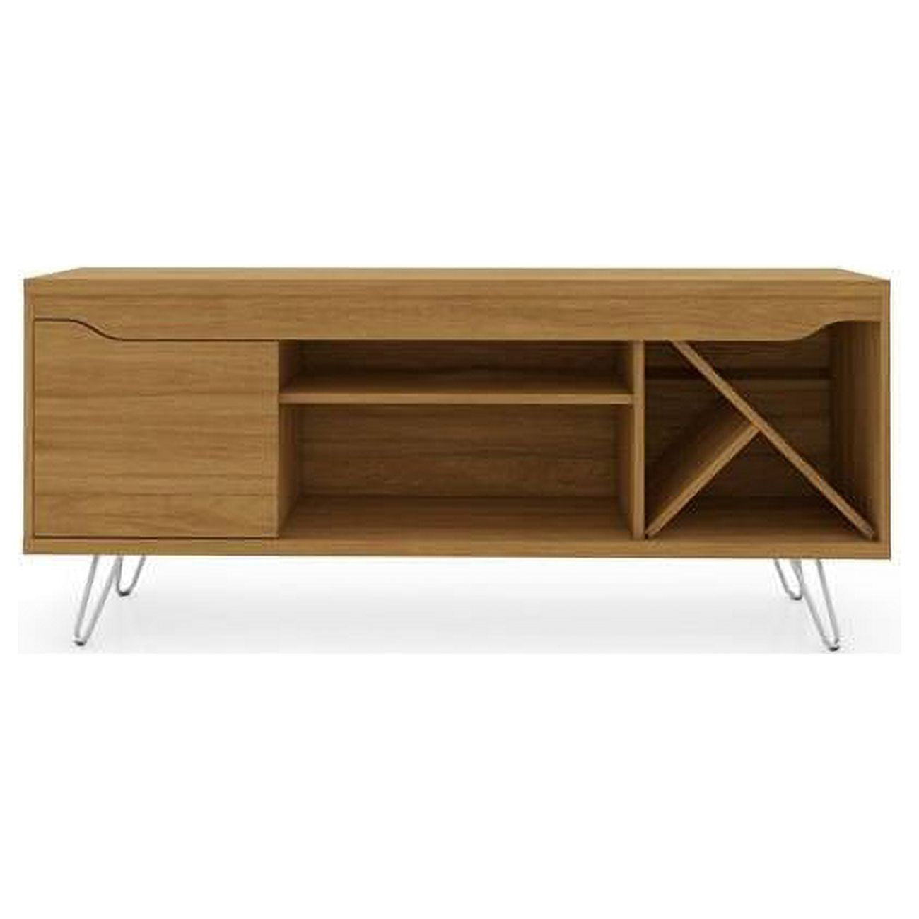 Baxter 54" White Mid-Century Modern TV Stand with Wine Cabinet