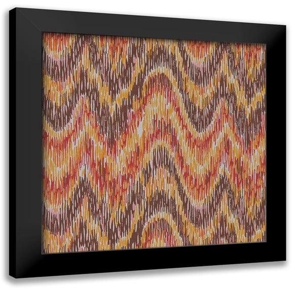 Baxter Mill Archive 12x12 Black Modern Framed Museum Art Print Titled - Flame Stitch Motif VI