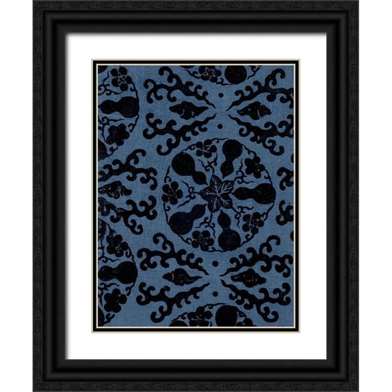 Baxter Mill Archive 12x14 Black Ornate Wood Framed with Double Matting Museum Art Print Titled - Japanese Patterns VI