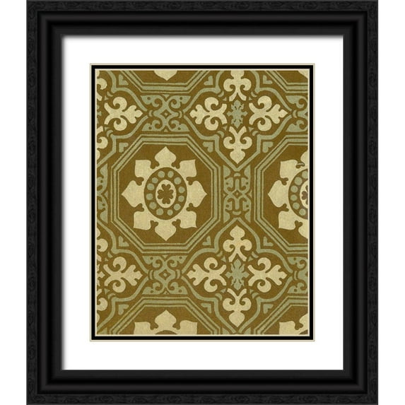 Baxter Mill Archive 12x14 Black Ornate Wood Framed with Double Matting Museum Art Print Titled - Medallion Motif I