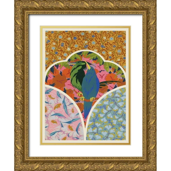 Baxter Mill Archive 15x18 Gold Ornate Wood Framed with Double Matting Museum Art Print Titled - Art Deco Florals IV