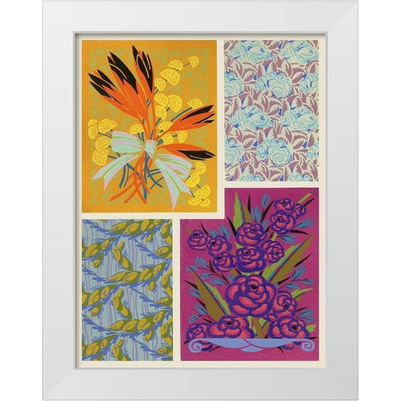 Baxter Mill Archive 25x32 White Modern Wood Framed Museum Art Print Titled - Art Deco Florals I