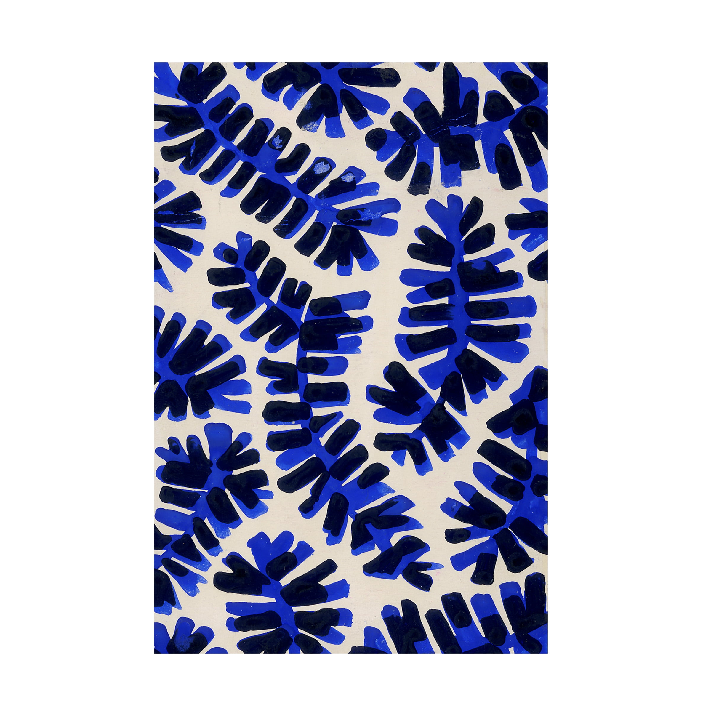 Blue and White Abstract Leaf Canvas Art, 16" x 24"