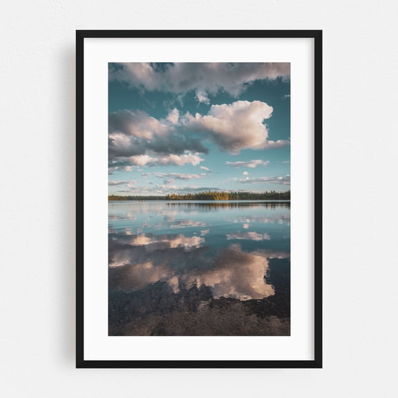 Baxter Reflections - Greenville Maine Photography Nature Landscape Scenic Lake Forest Black Framed Wall Art Print 5 x 7 inches